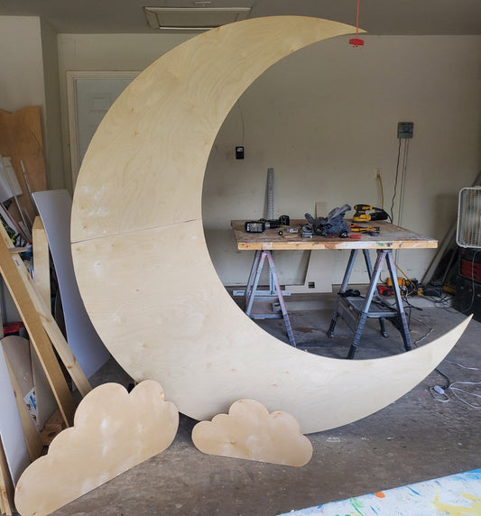 Wooden Moon and Clouds