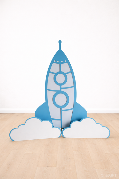 Rocketship with clouds